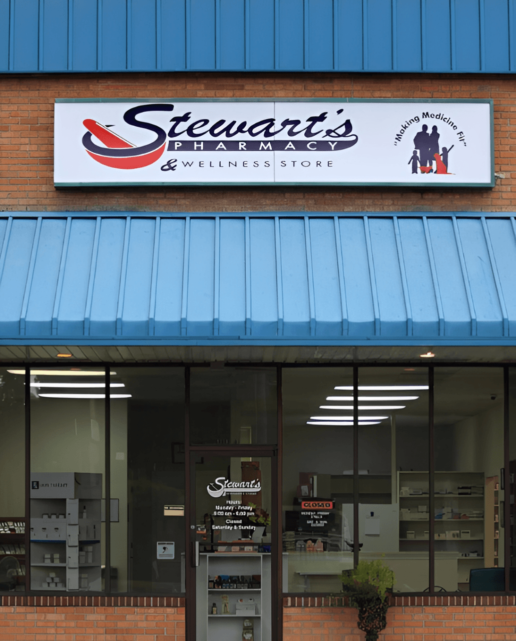 Lee Stewart founding the pharmacy
